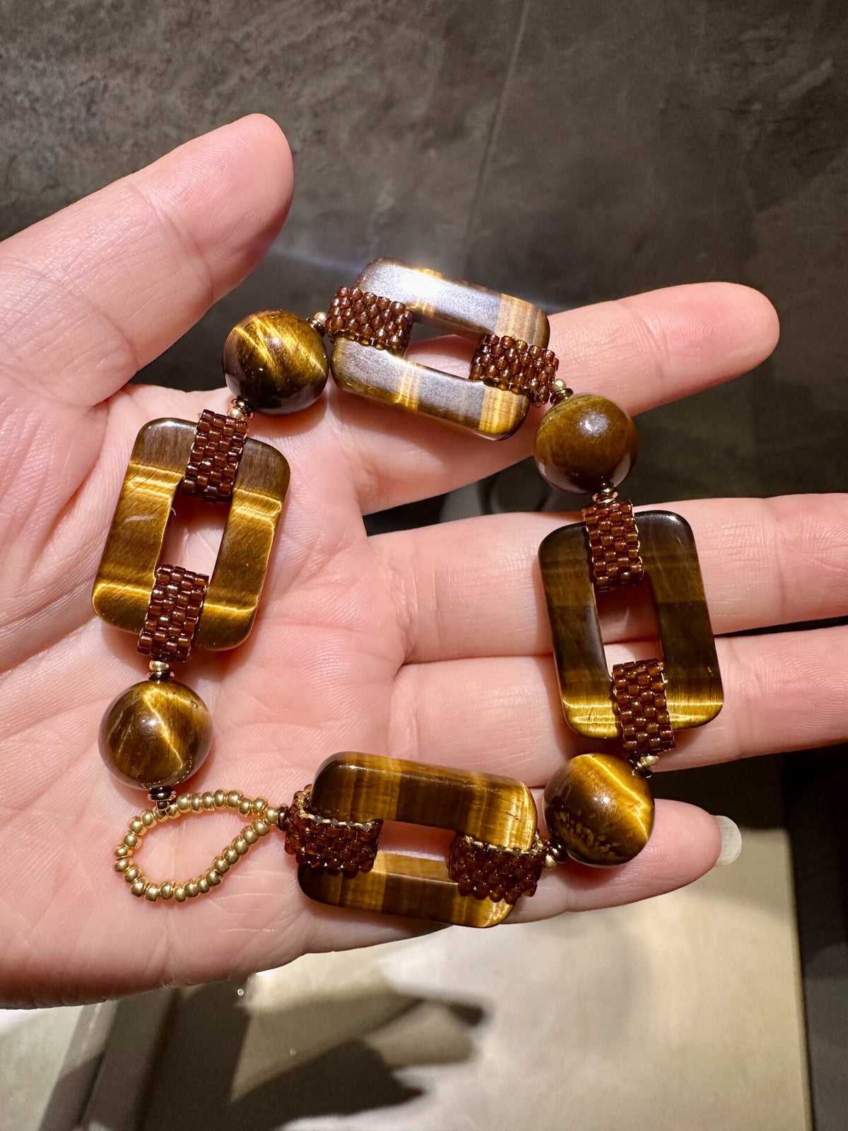 Tiger Eye Square Bead Bracelet
