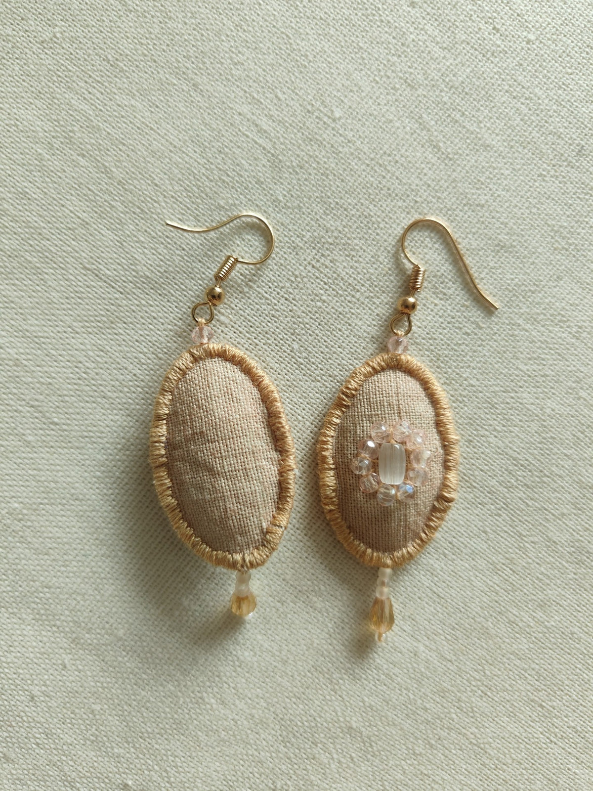 Handmade Fabric Earrings with Beaded Tassel