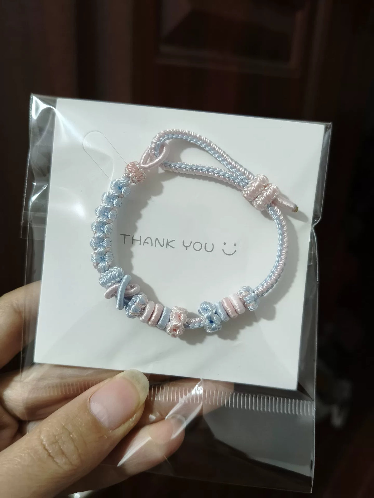 Pulseira Trançada Artesanal Rosa Azul Gradiente