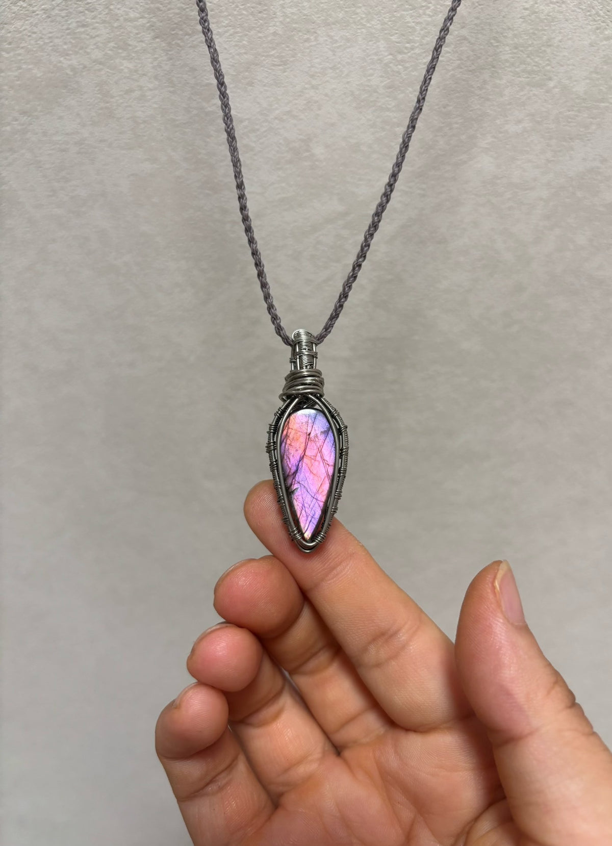 Labradorite Pendant Necklace Wire Wrapped