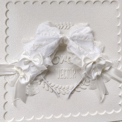 Lolita Pearl Bow Headband with Detachable Veil