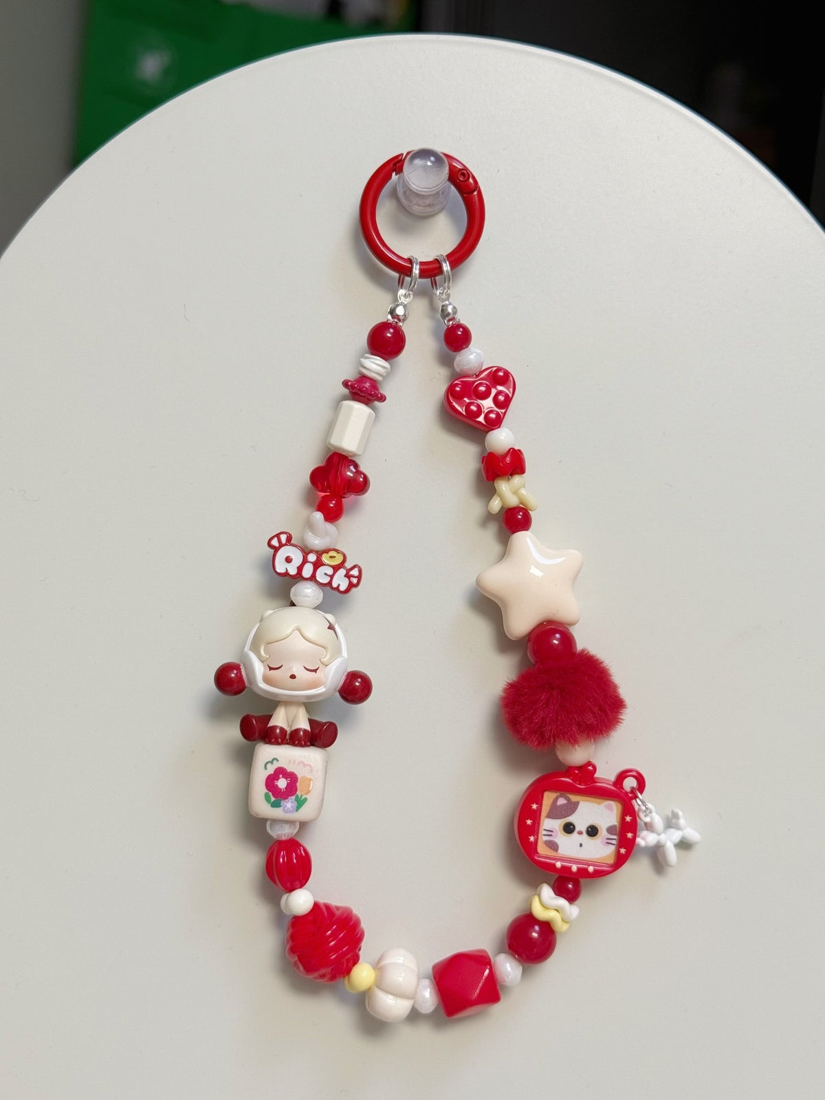 Red Beaded Phone Chain Bag Charm