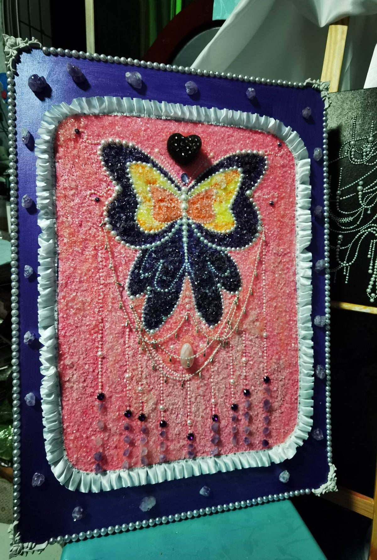 Pearl Butterfly Crystal Artwork 50x70cm