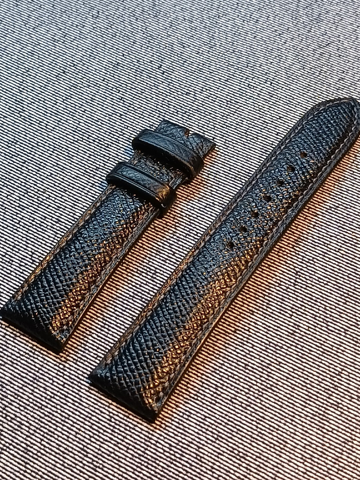 Black French Epsom Calfskin Watch Strap