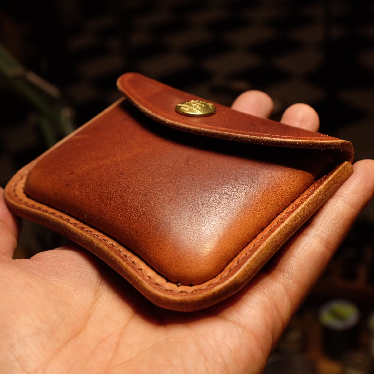 Leather Pouch with Brass Snap