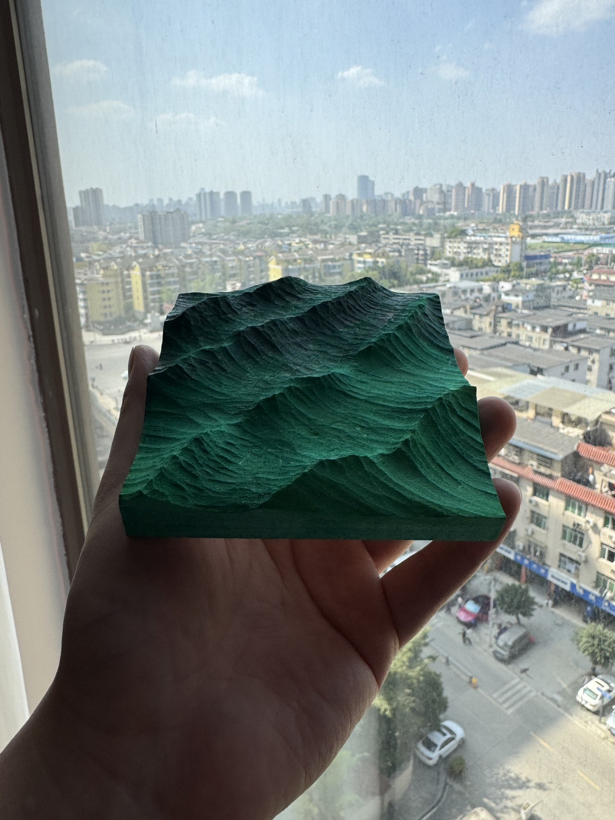 Handcrafted Linden Wood Wave Carving 10cm