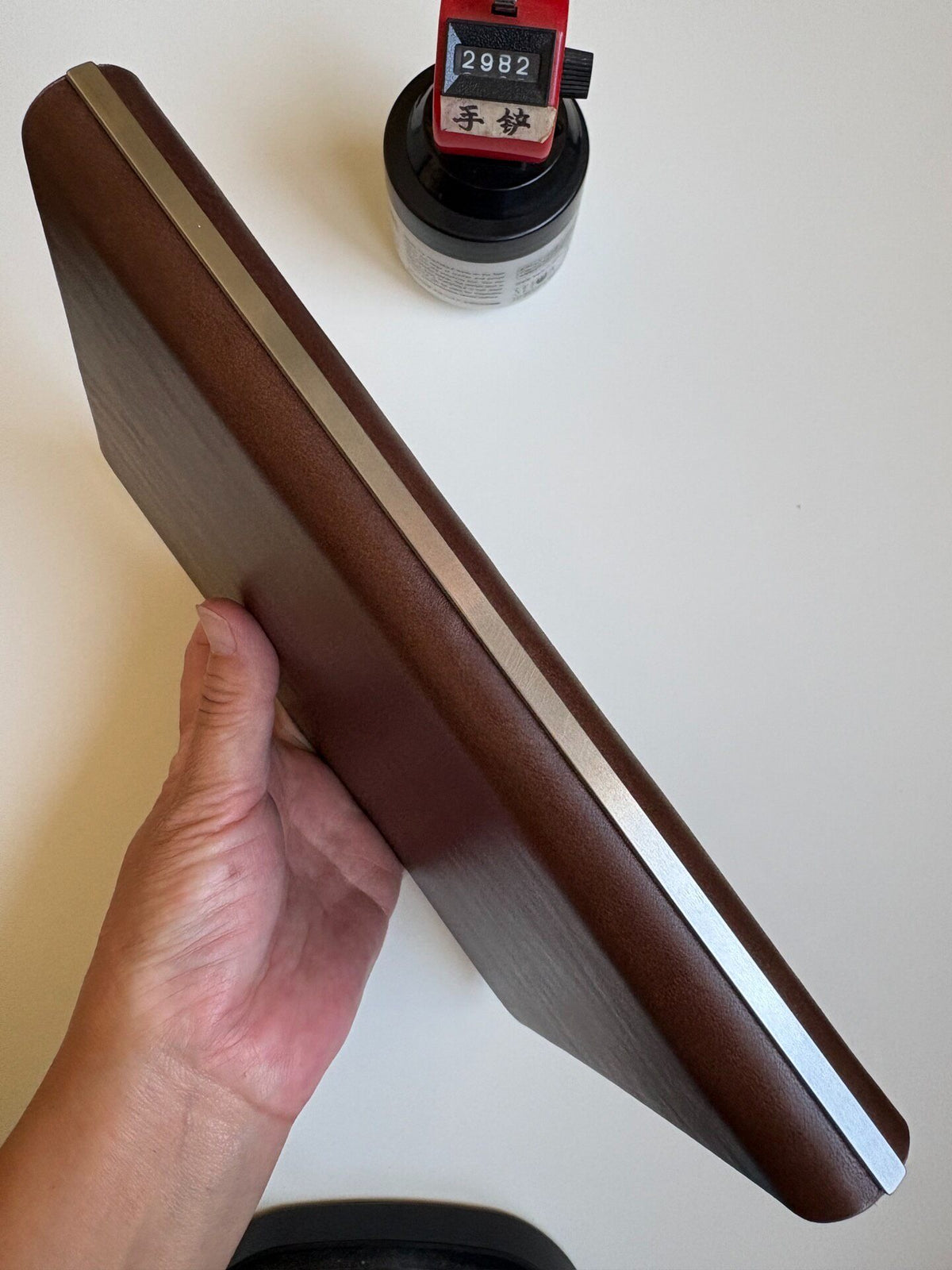 A5 Leather Binder Six Ring Dark Brown