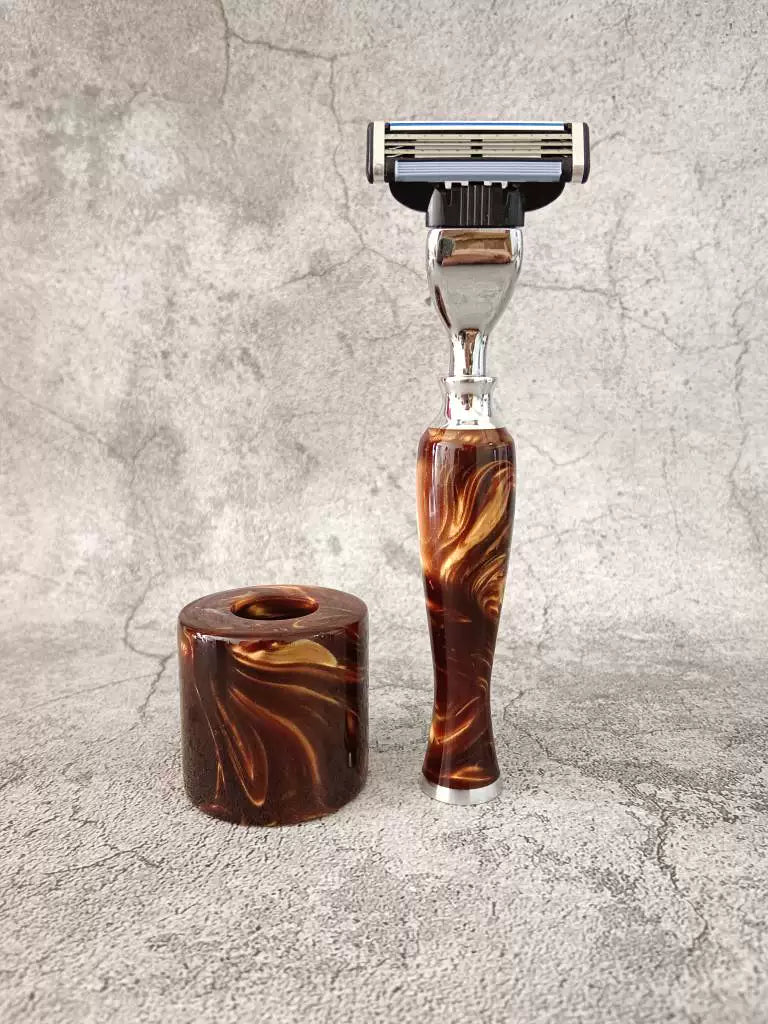 Manual Razor with Marbled Resin Handle