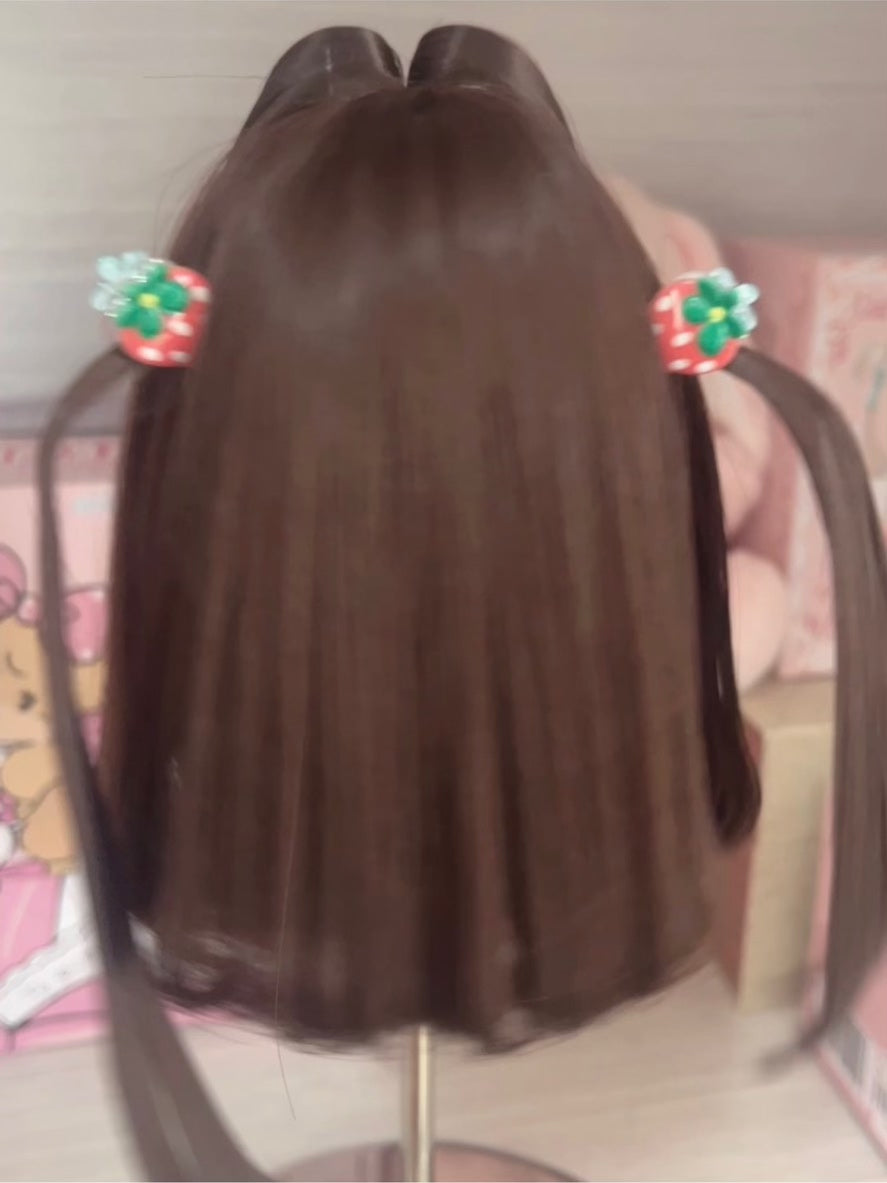 Dark Brown Twin Tail Doll Wig