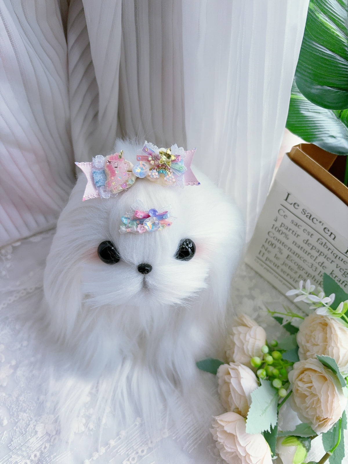 Pink Unicorn Bow Butterfly Hair Clip Set