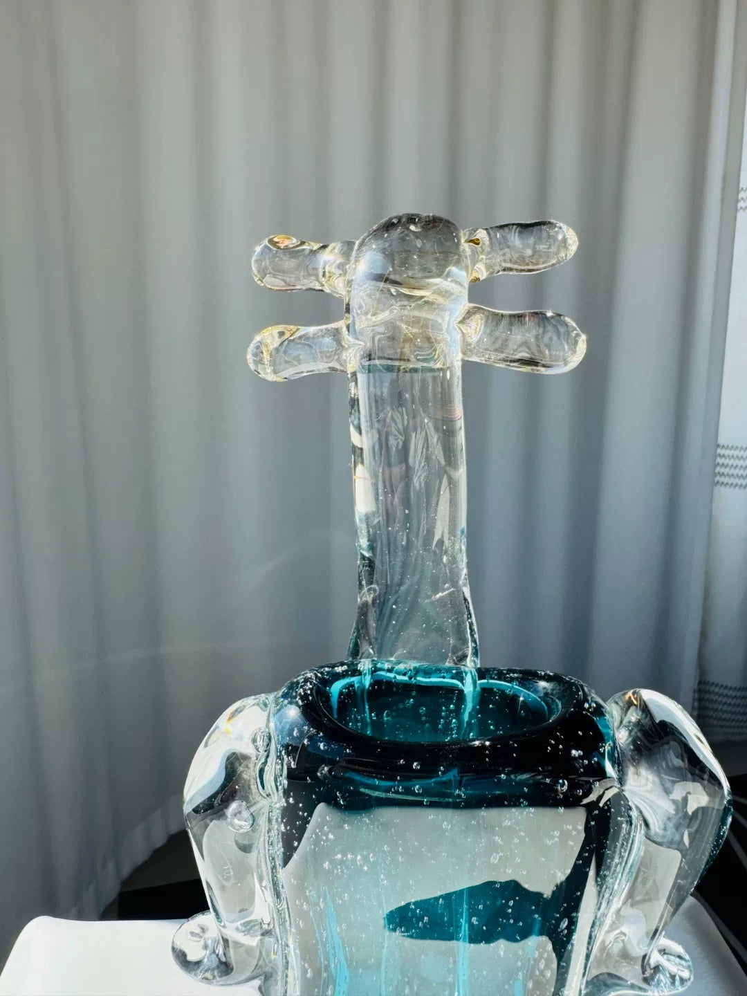 Teal Blue Glass Instrument Sculpture