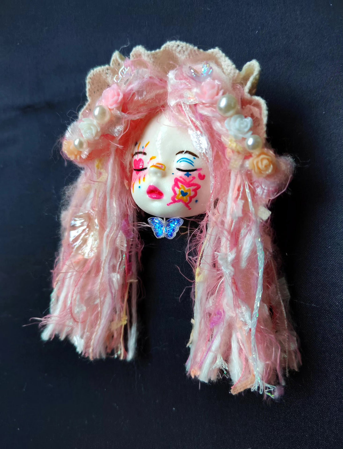 Clay BJD Doll Head Brooch Lolita