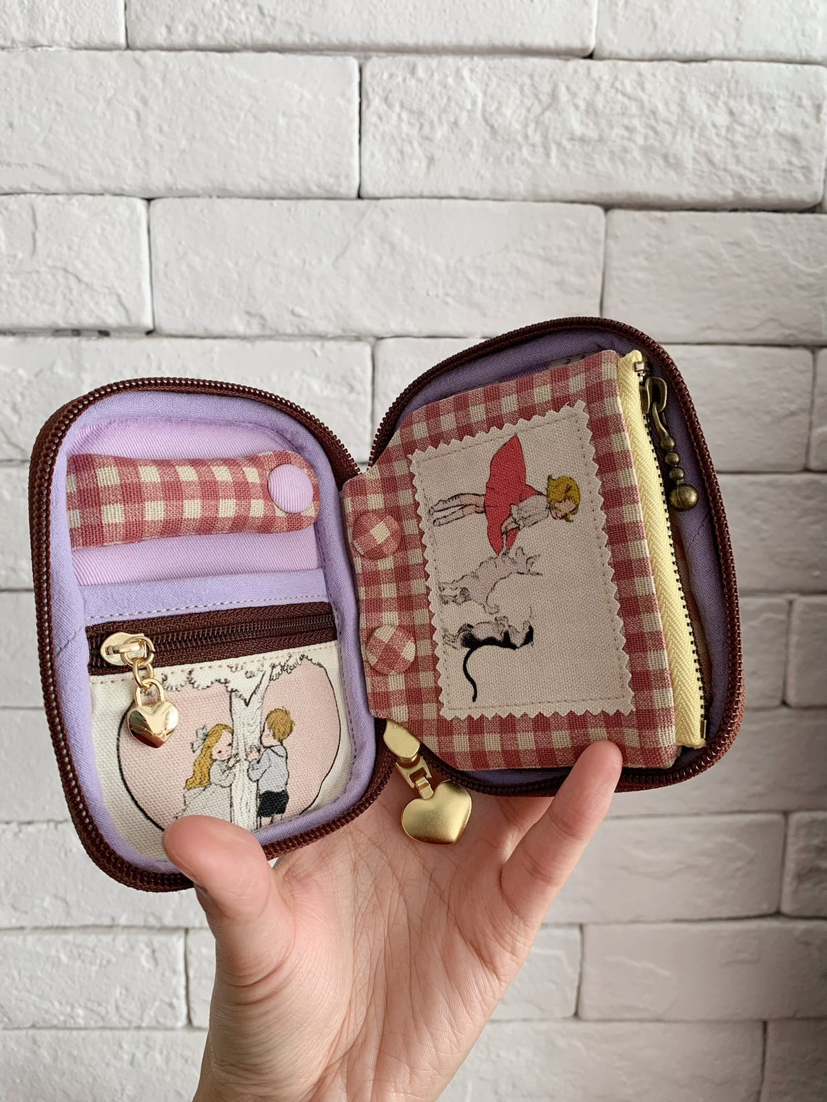 Woven Tapestry Zippered Pouch with Detachable Pouch