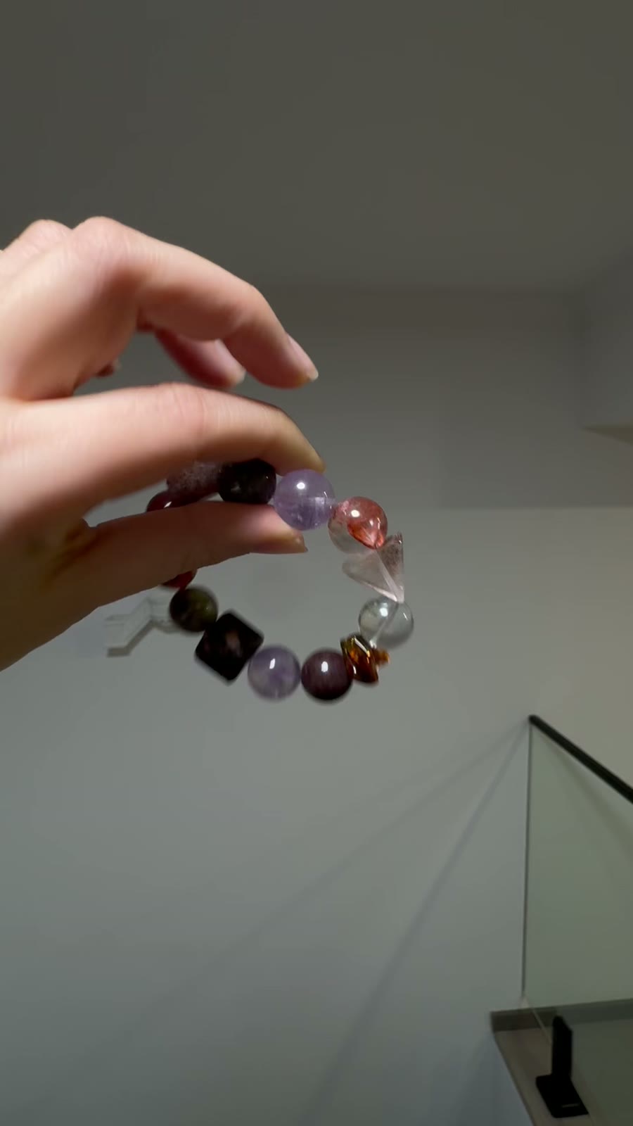 Amethyst Phantom Quartz Mixed Bead Bracelet