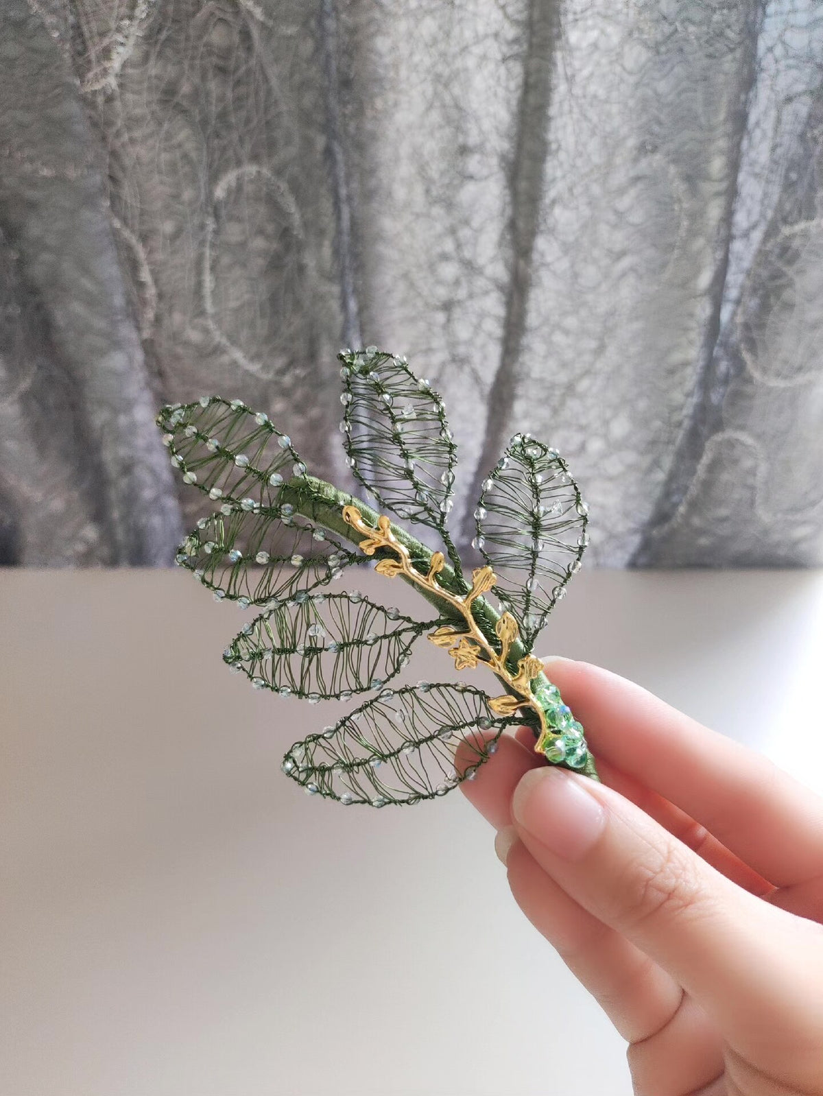 Handwoven Leaf Hair Clip Side Pin