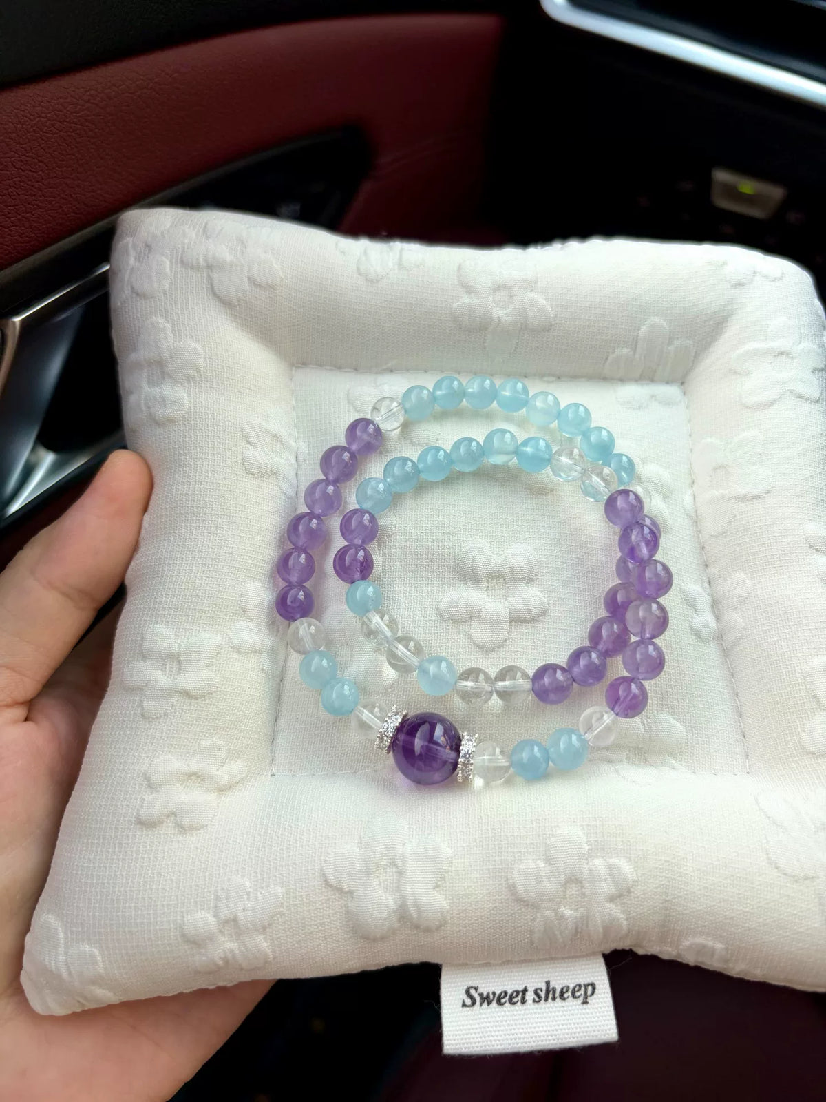 Pulsera de múltiples vueltas de aguamarina, amatista y cuarzo