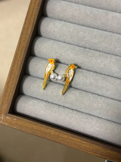 Nanday Conure Shell Inlay Earrings - Handmade 11x25.6mm