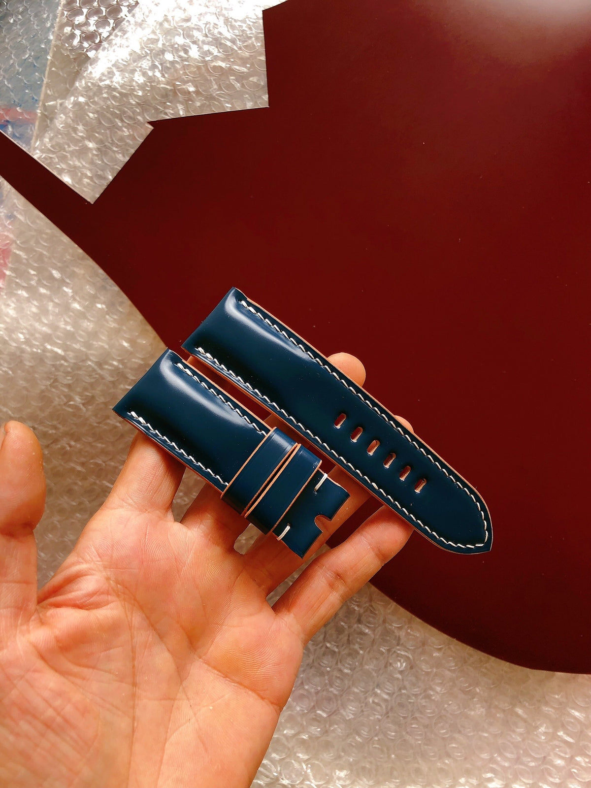 Handcrafted Navy Cordovan Watch Strap Set