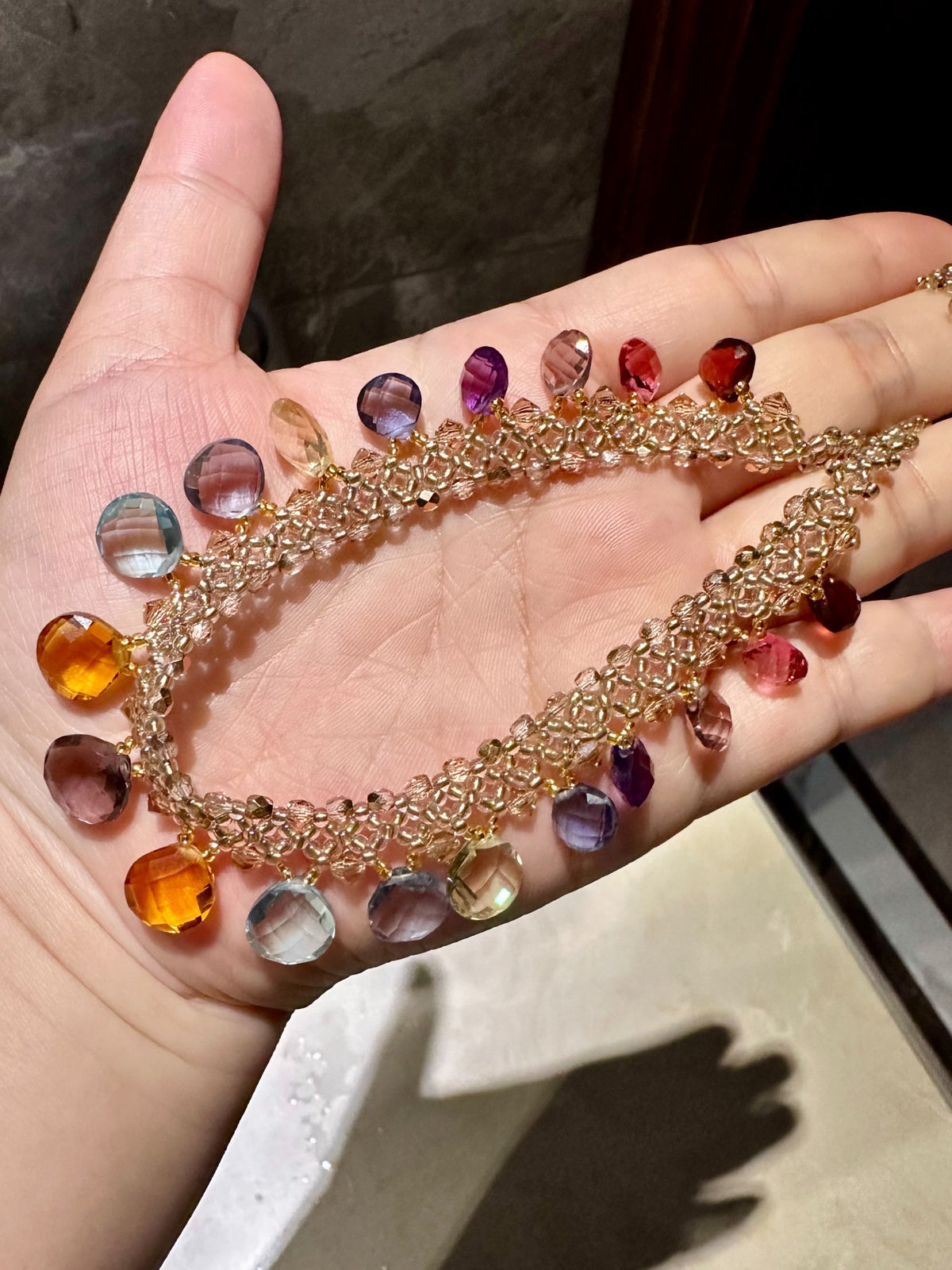 Handmade Quartz Gemstone Necklace Ten Colors