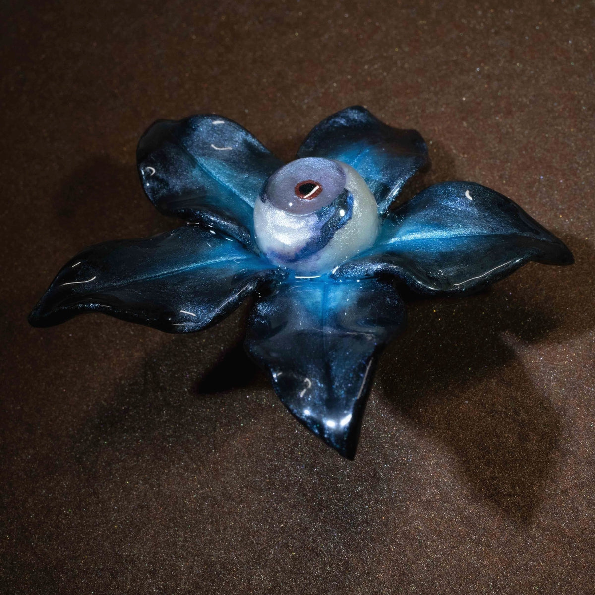 Eyeball Flower Brooch Gothic Blue