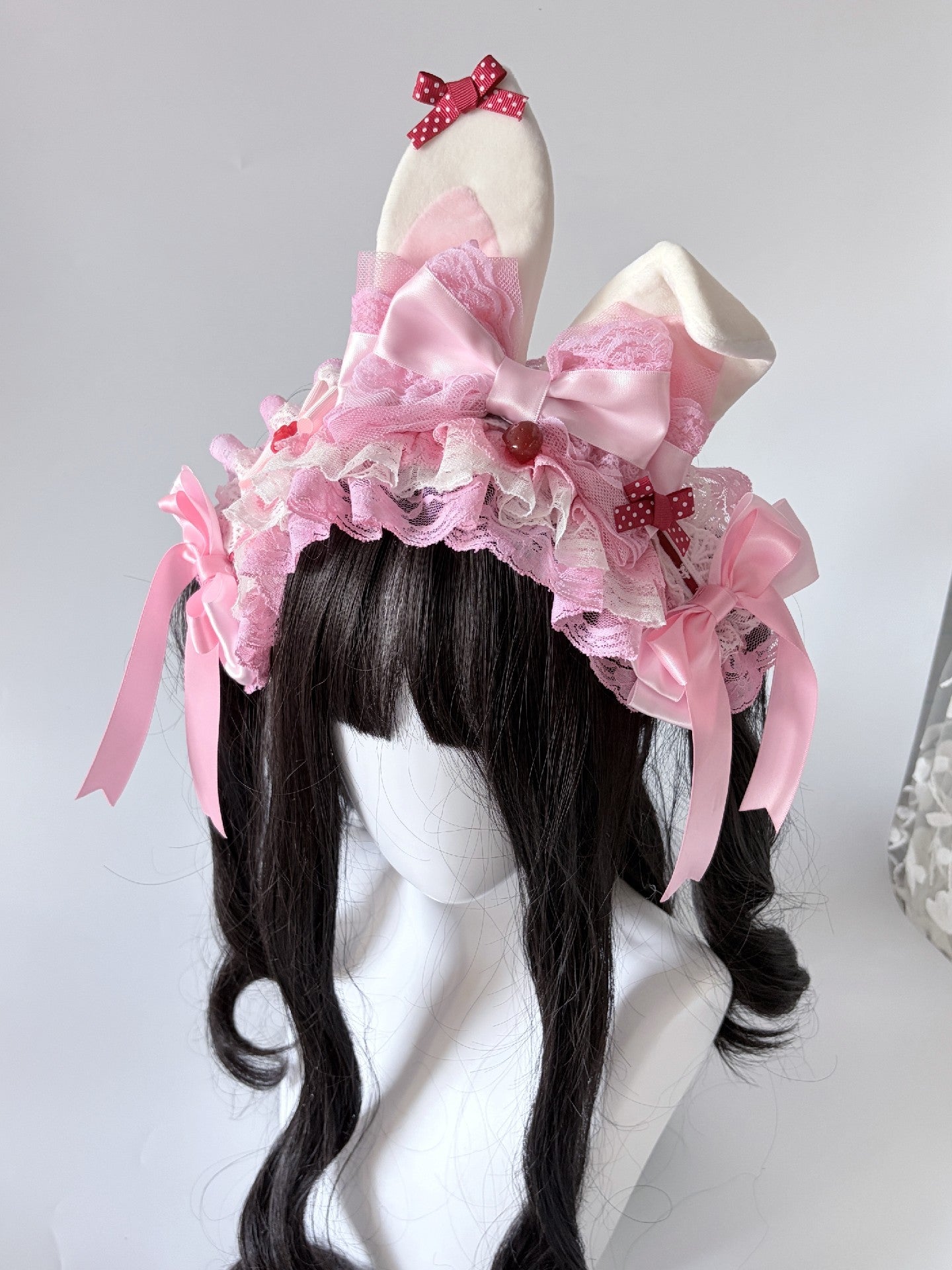 Pink Strawberry Bunny Ear Lolita Headband