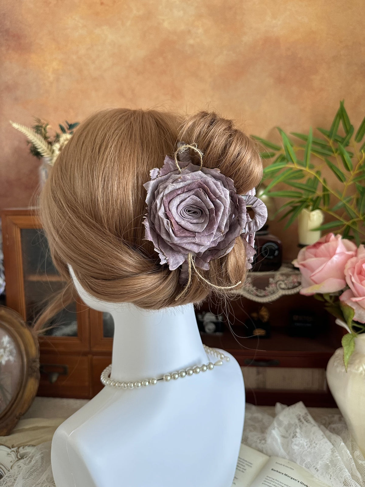 Handcrafted Fabric Rose Hair Claw Clip