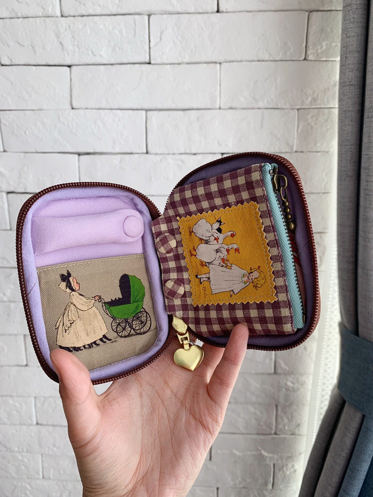 Oxford Cloth Pouch with Illustrated Panels