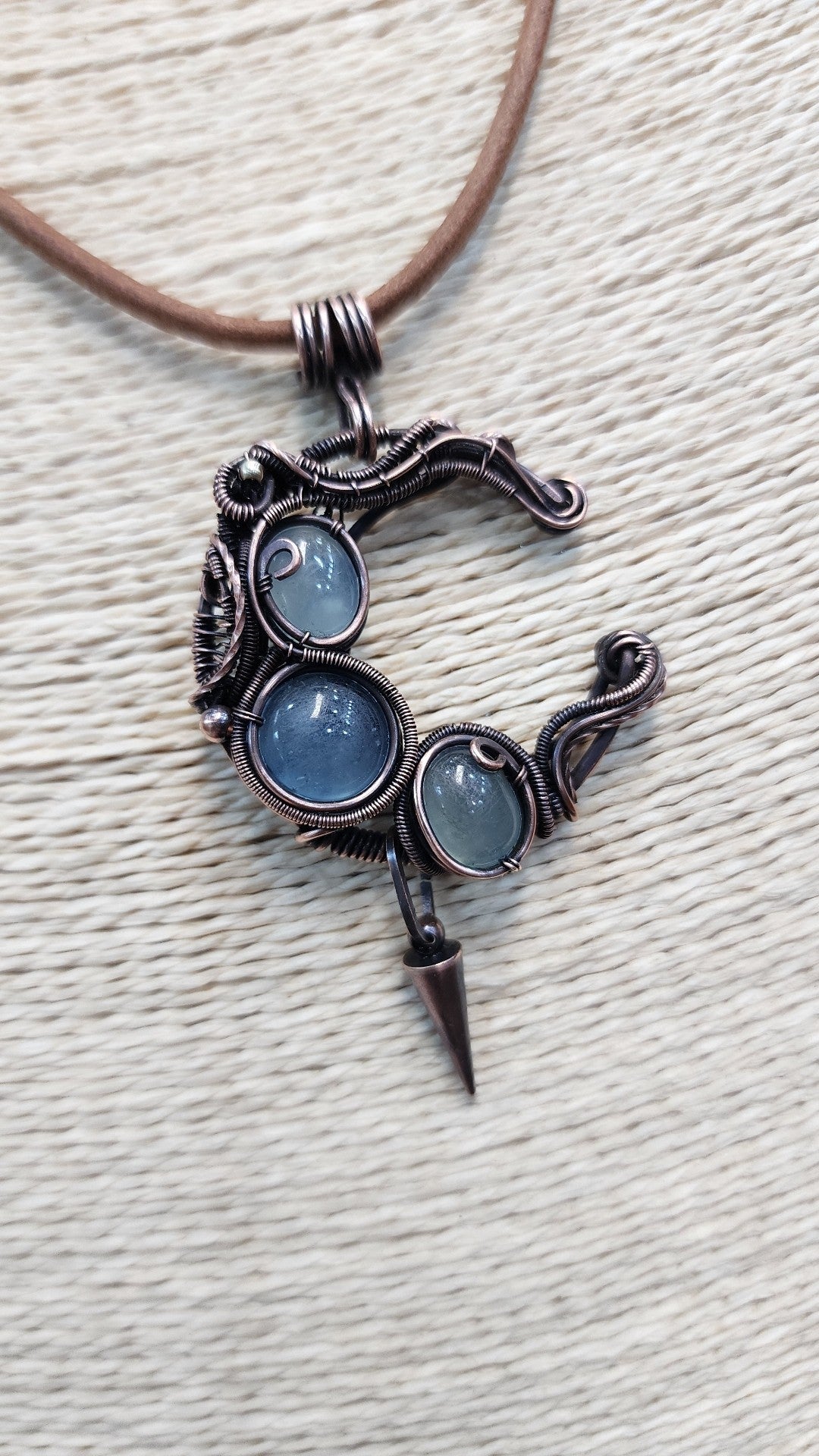 Wire Wrapped Aquamarine Pendant Necklace