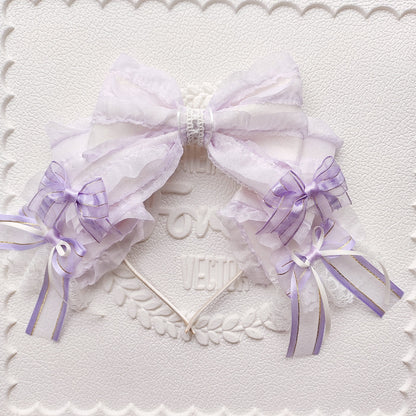 Lolita Pearl Bow Headband with Detachable Veil