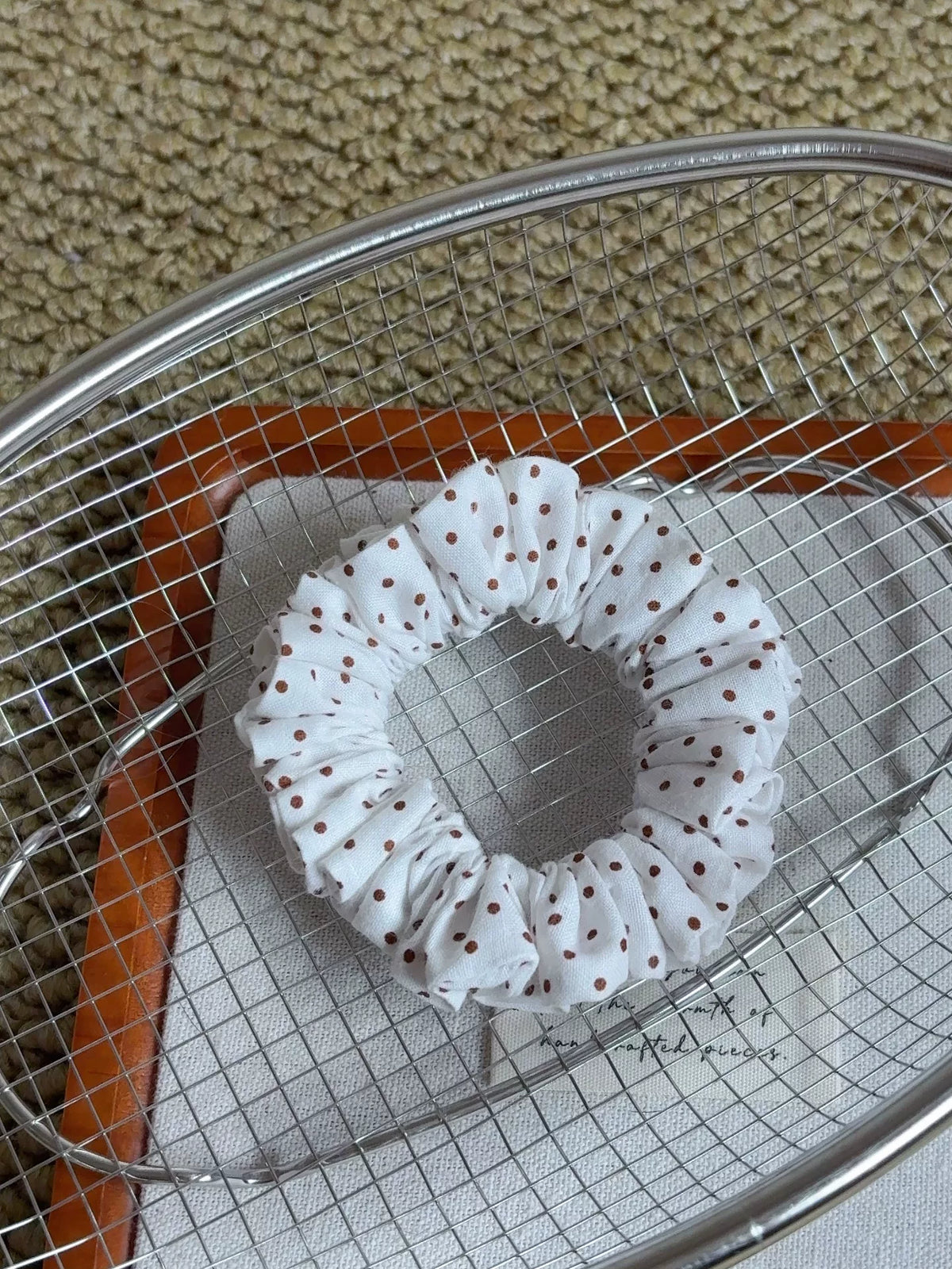 Brown Polka Dot Cotton Hair Scrunchie