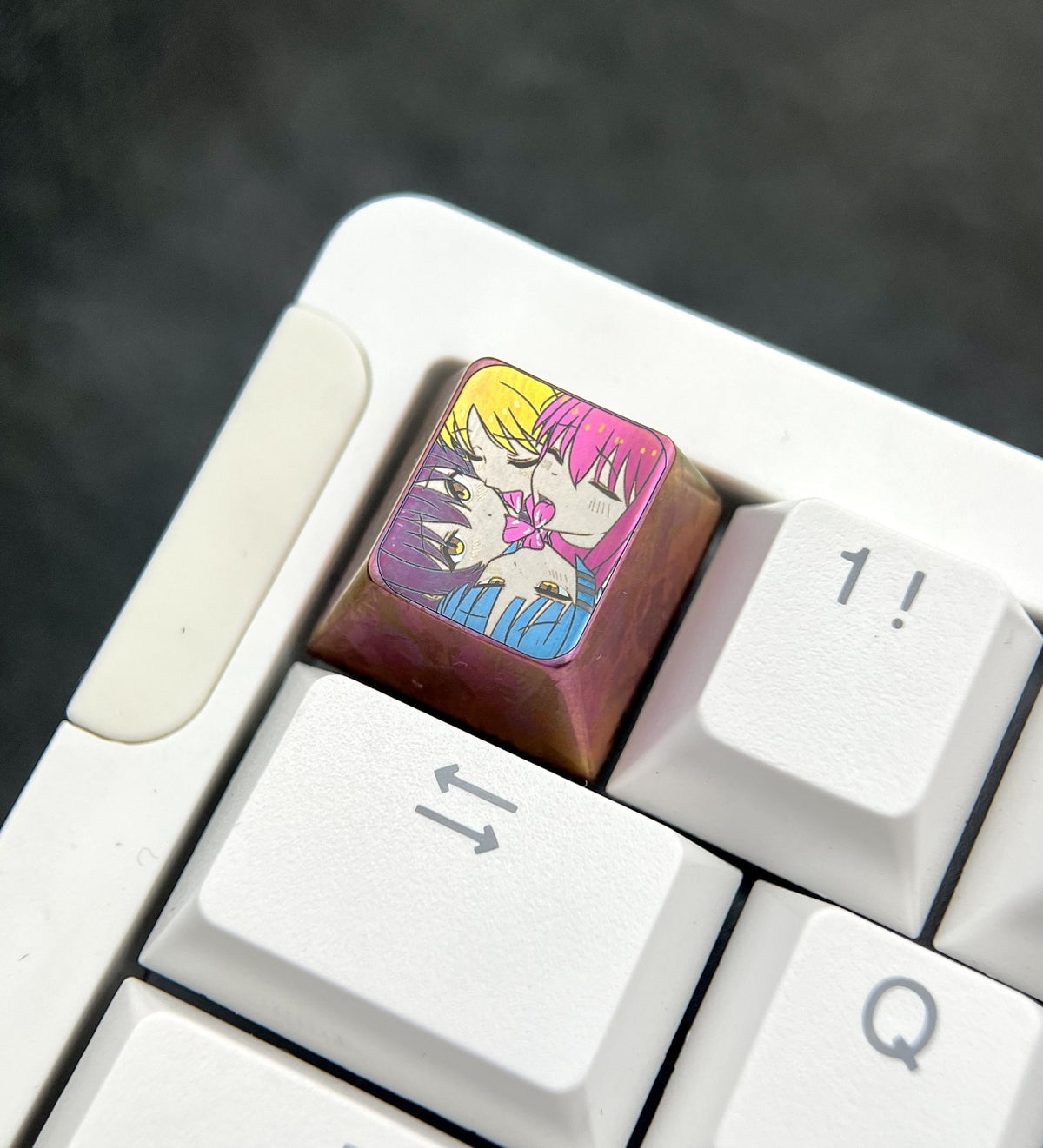 Titanium Alloy Anime Keycap with Iridescent Finish