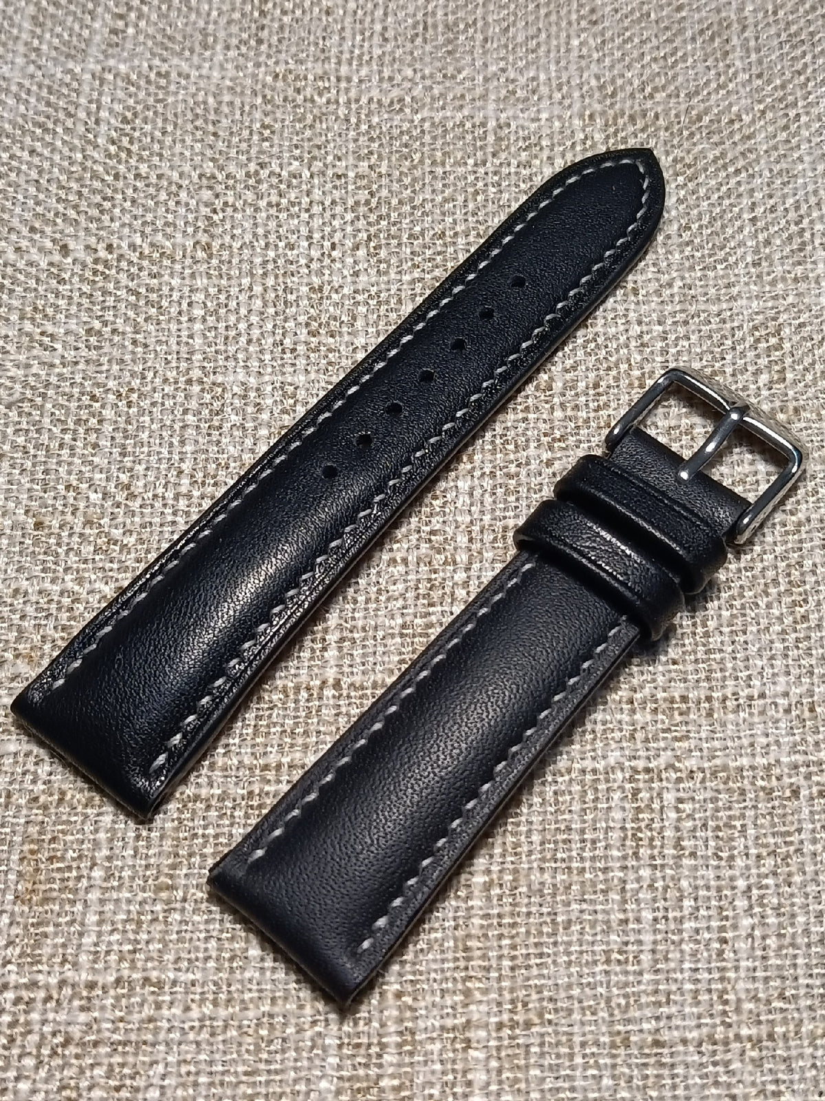 Black Italian Leather Watch Strap