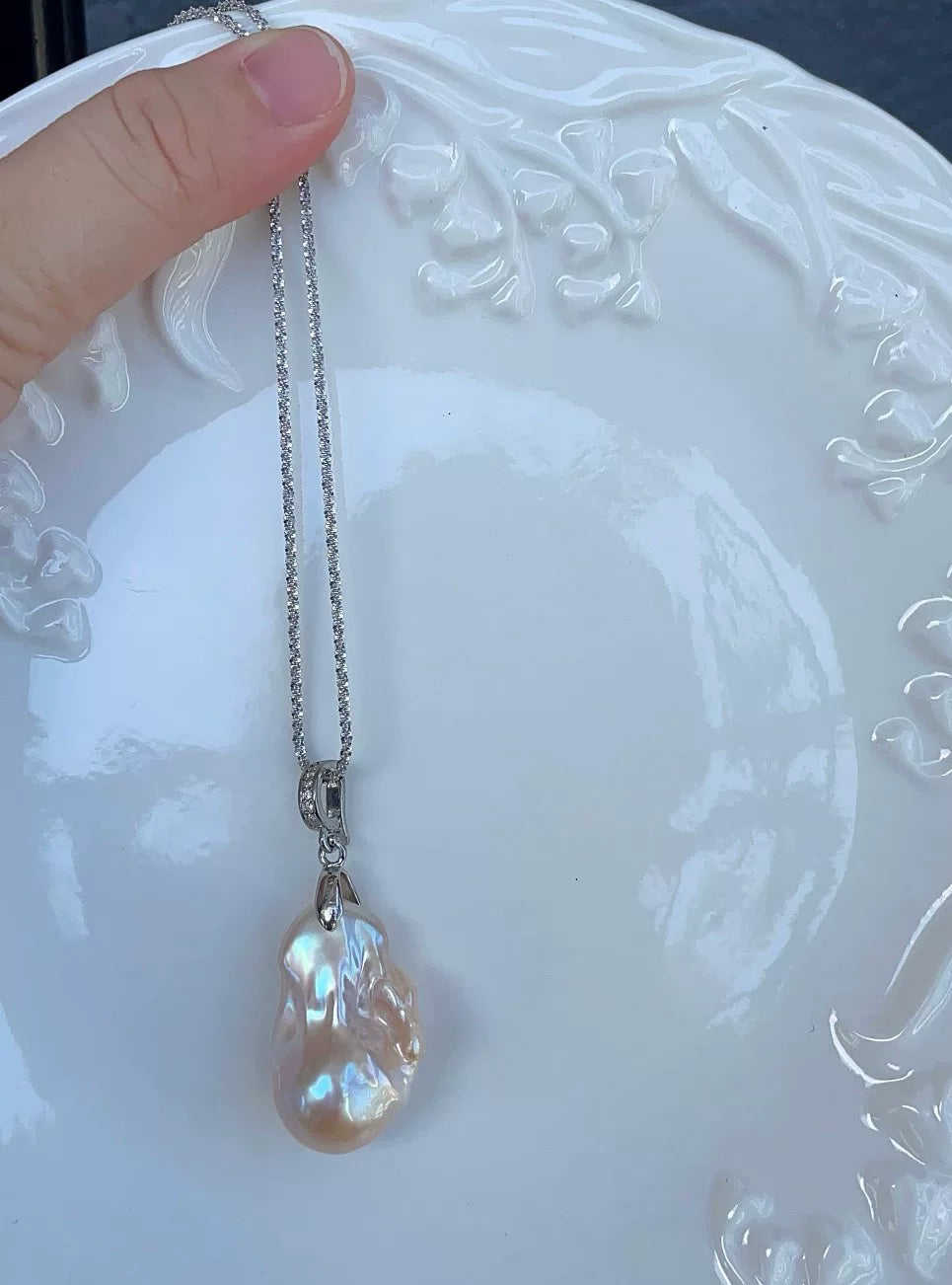 Creamy Pink Baroque Pearl Pendant