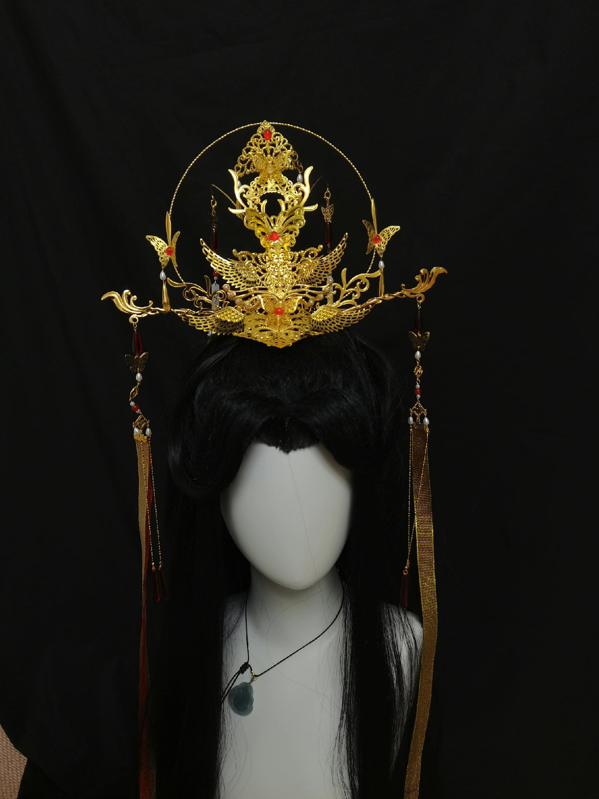 Xie Lian Cosplay Hair Crown with Red Beads