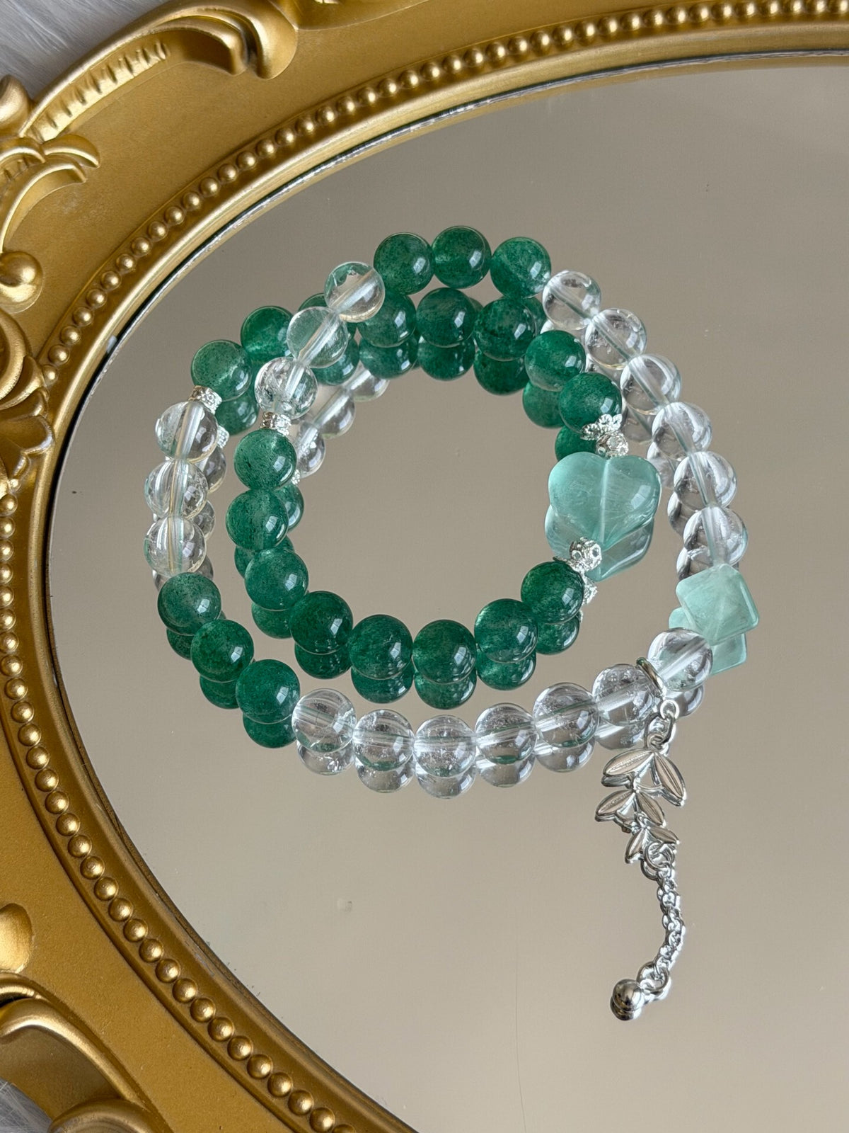 Green Strawberry Quartz Crystal Bracelet