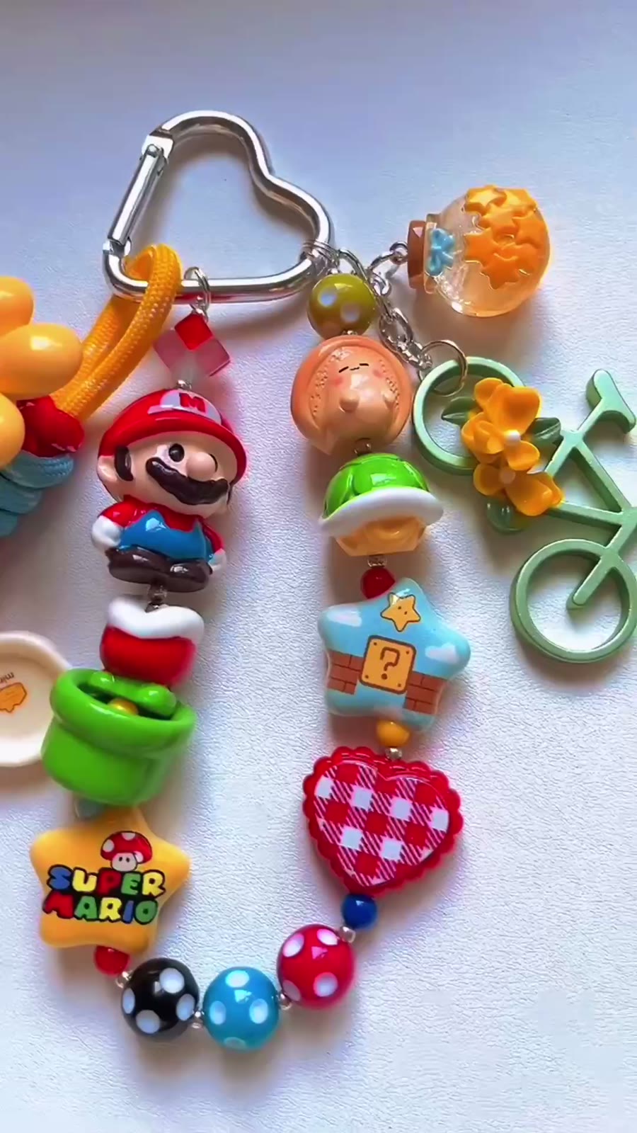 Mario Figurine Beaded Keychain Charm