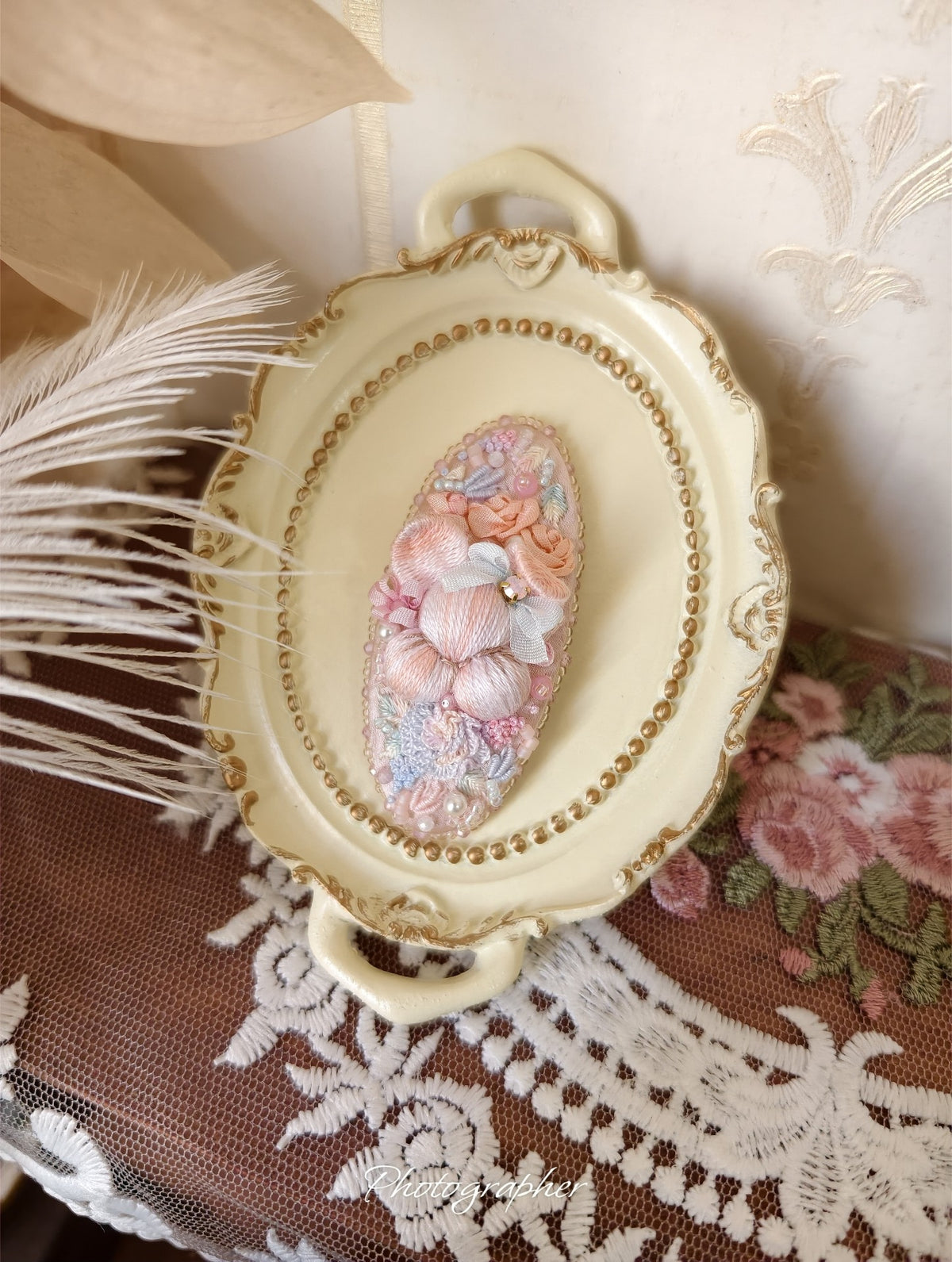 Embroidery Rabbit Hair Clip Silk Six Centimeters