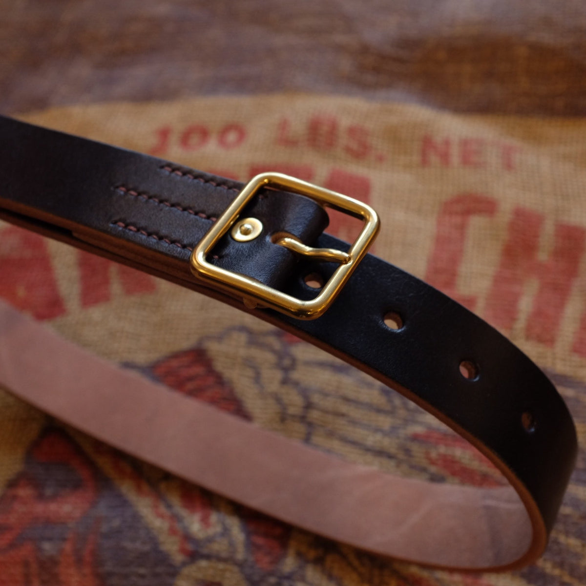 Leather Belt Copper Buckle