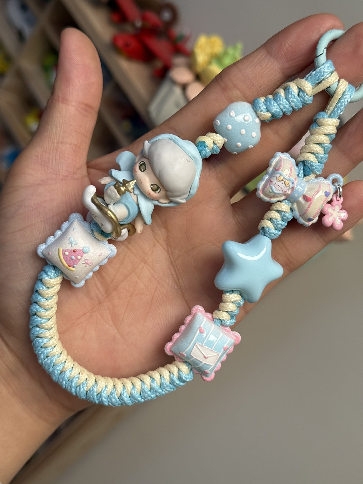 Dimoo Pastel Blue Braided Cord Phone Strap