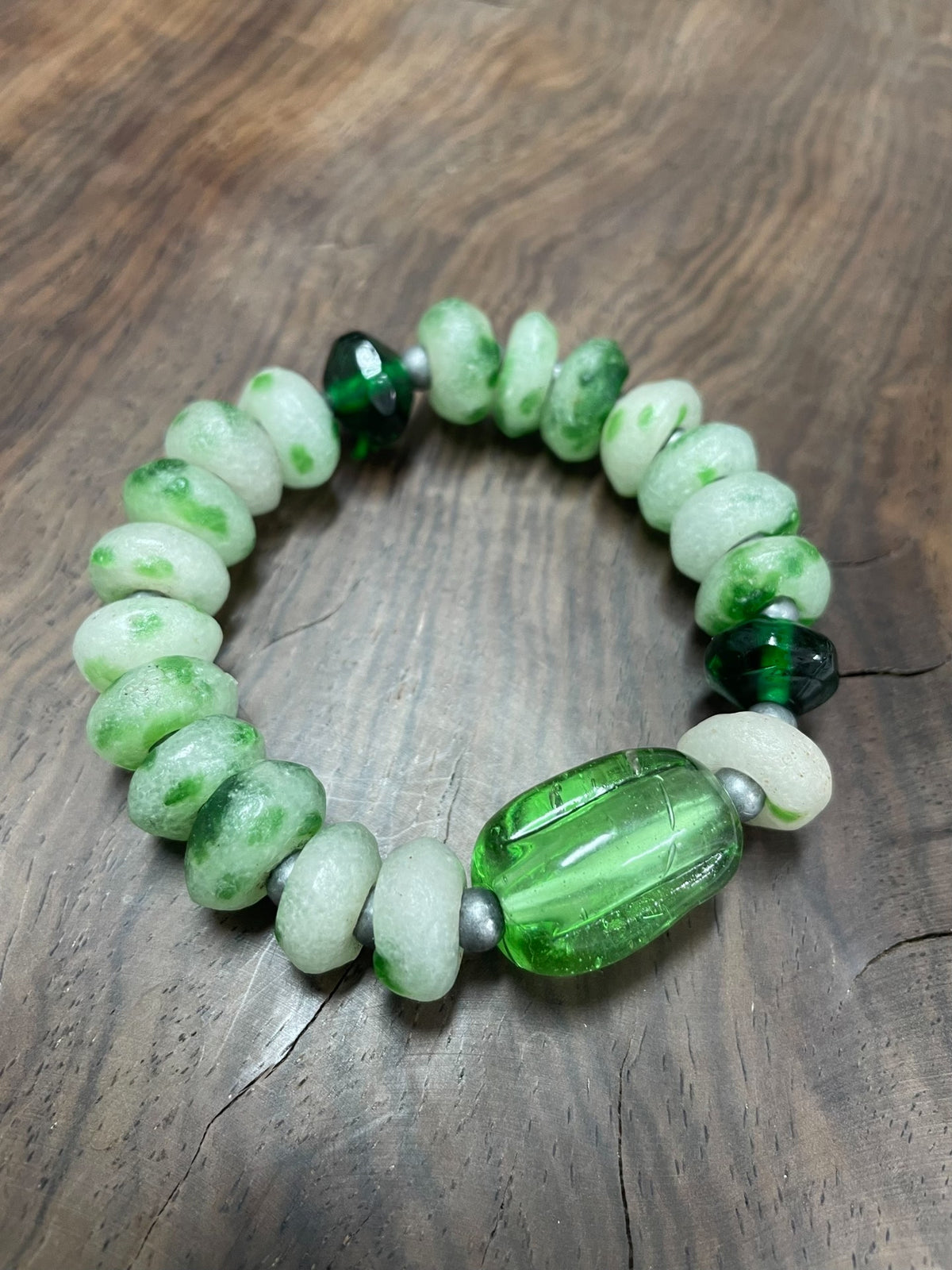 Handmade Glass Donut Bead Bracelet