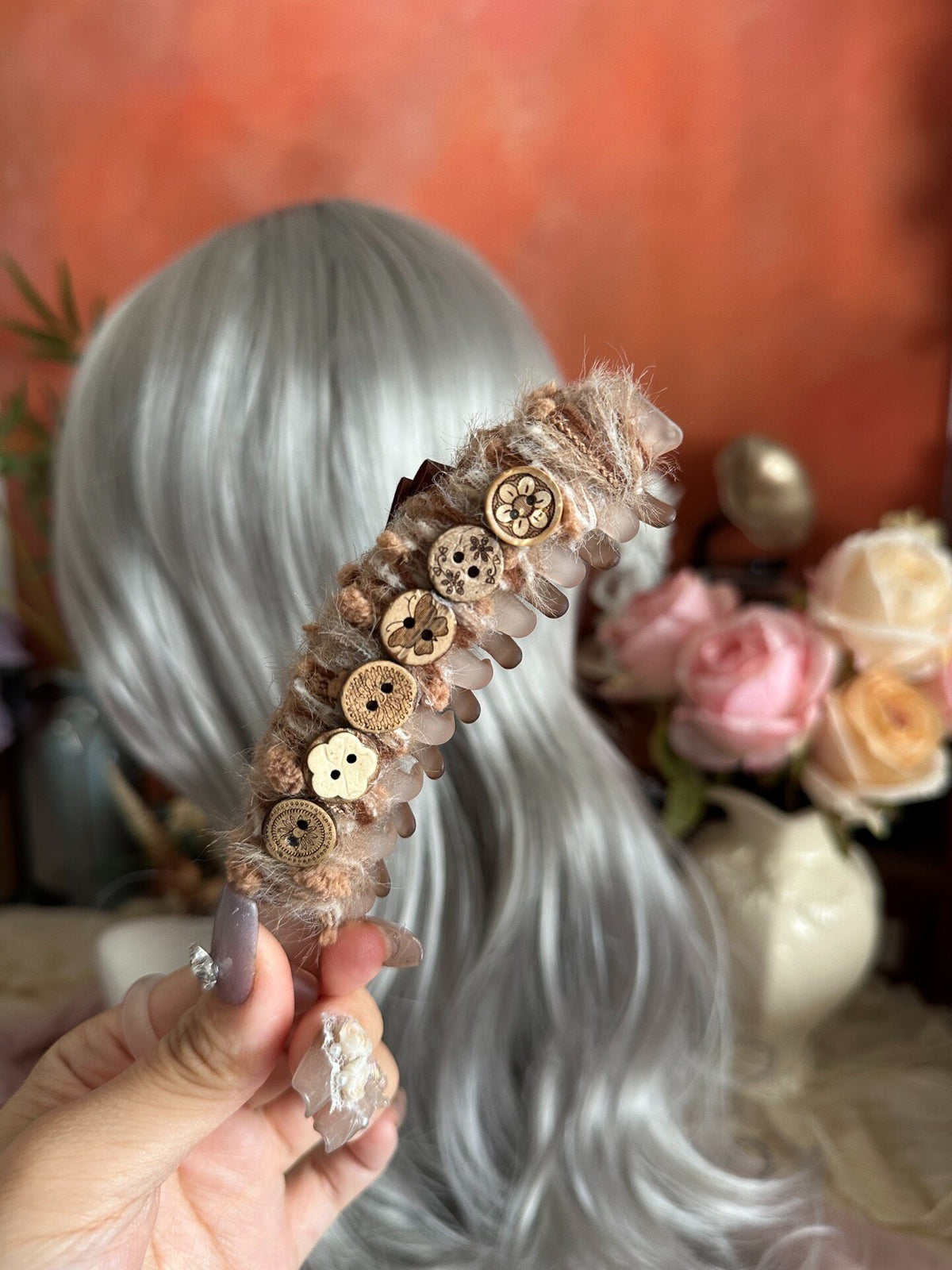 Handmade Banana Clip Brown Yarn