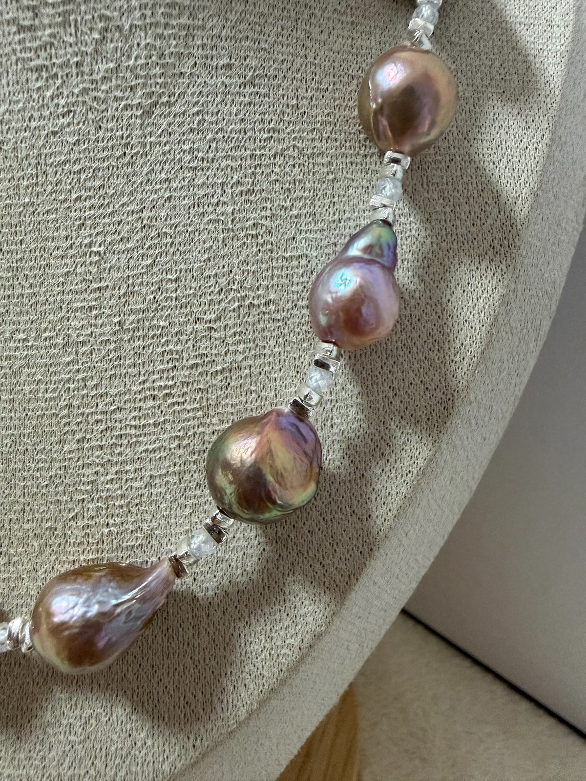 Purple Baroque Pearl Necklace with Iridescent Finish