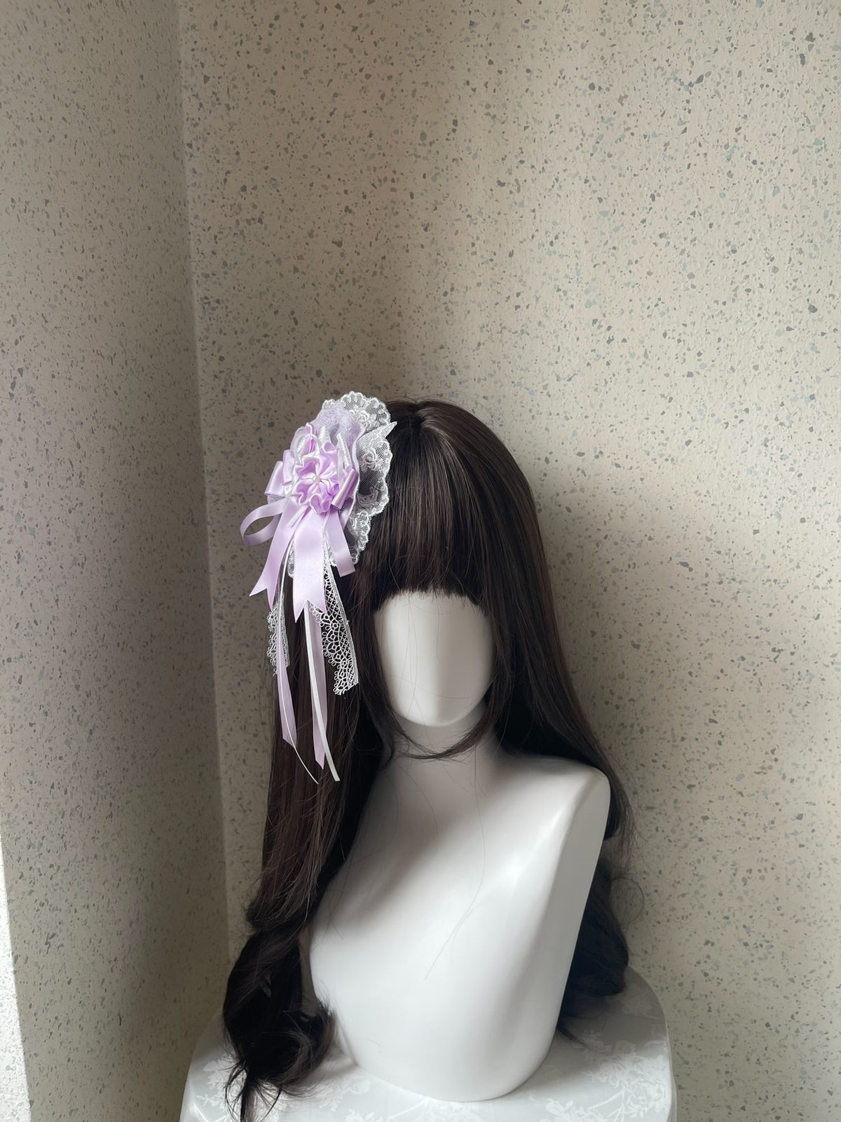 Lolita Lavender Lace Bow Side Hair Clip