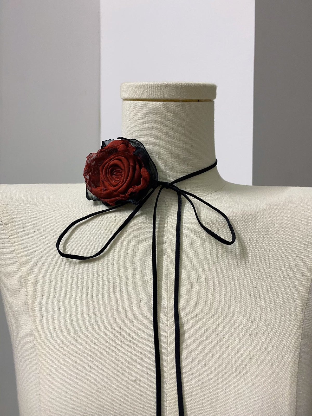 Handmade Red Rose Lolita Choker Necklace