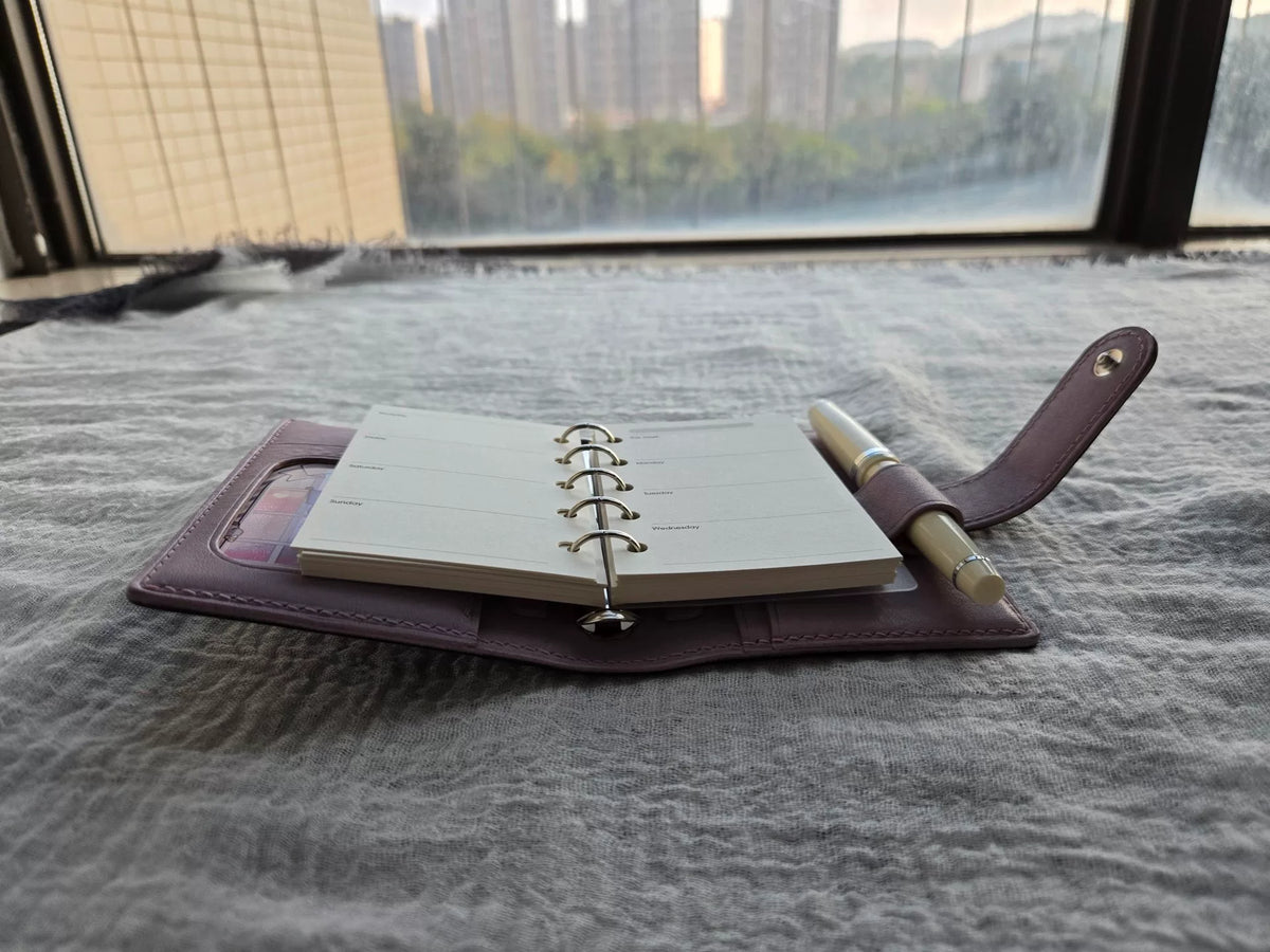Copertina Agenda in Pelle M5 Nero Lavanda
