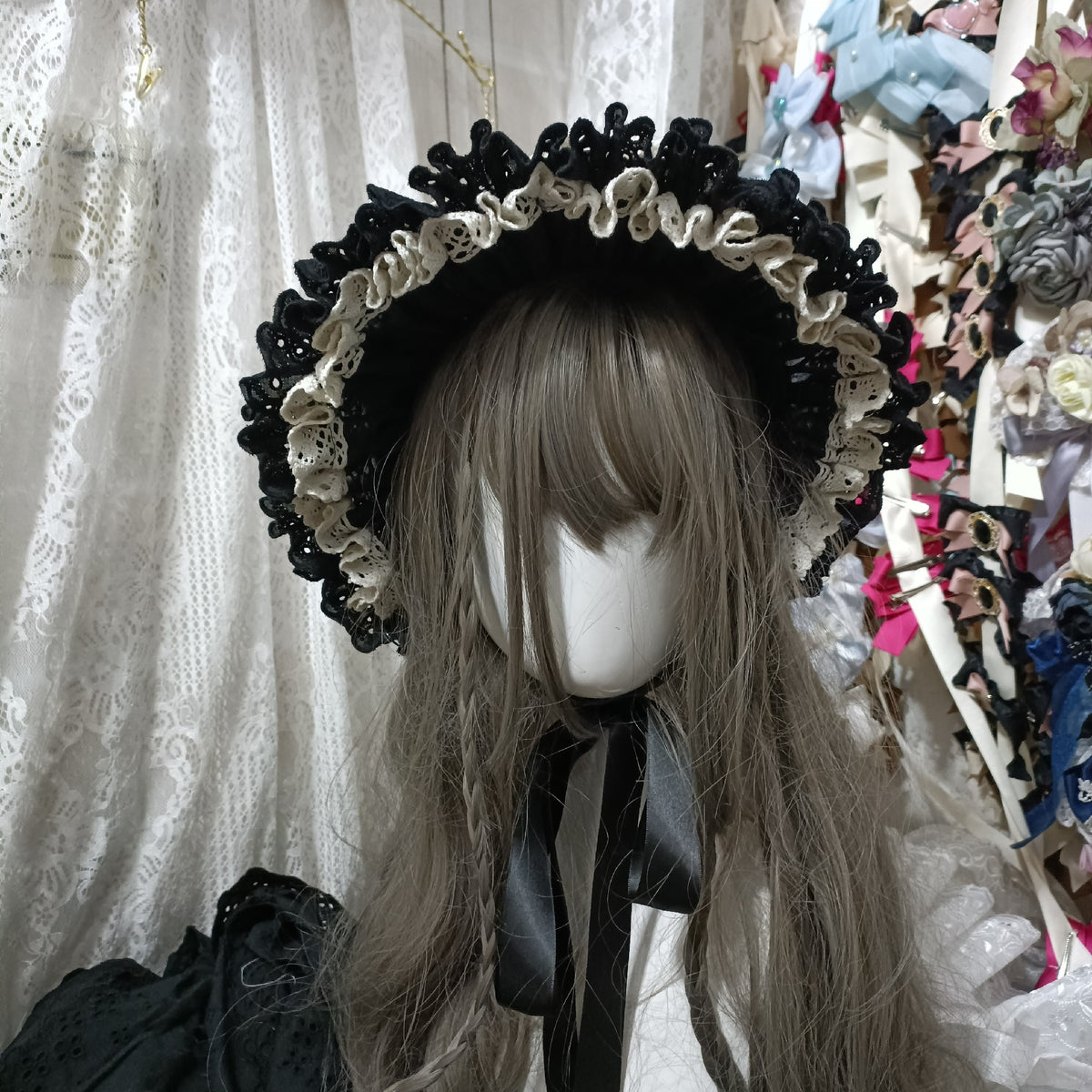 Wandelbare Haube Headband mit Spitzenbesatz