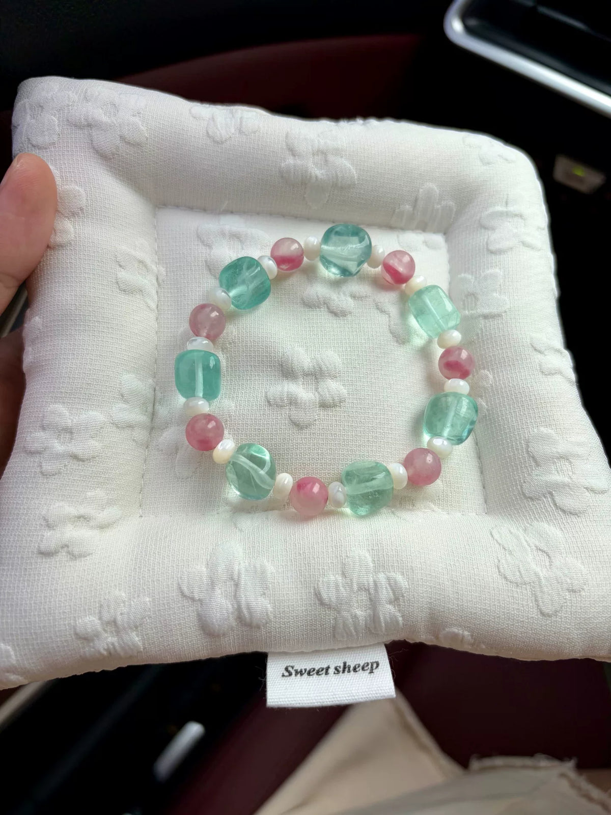 Groen fluoriet kralenarmband