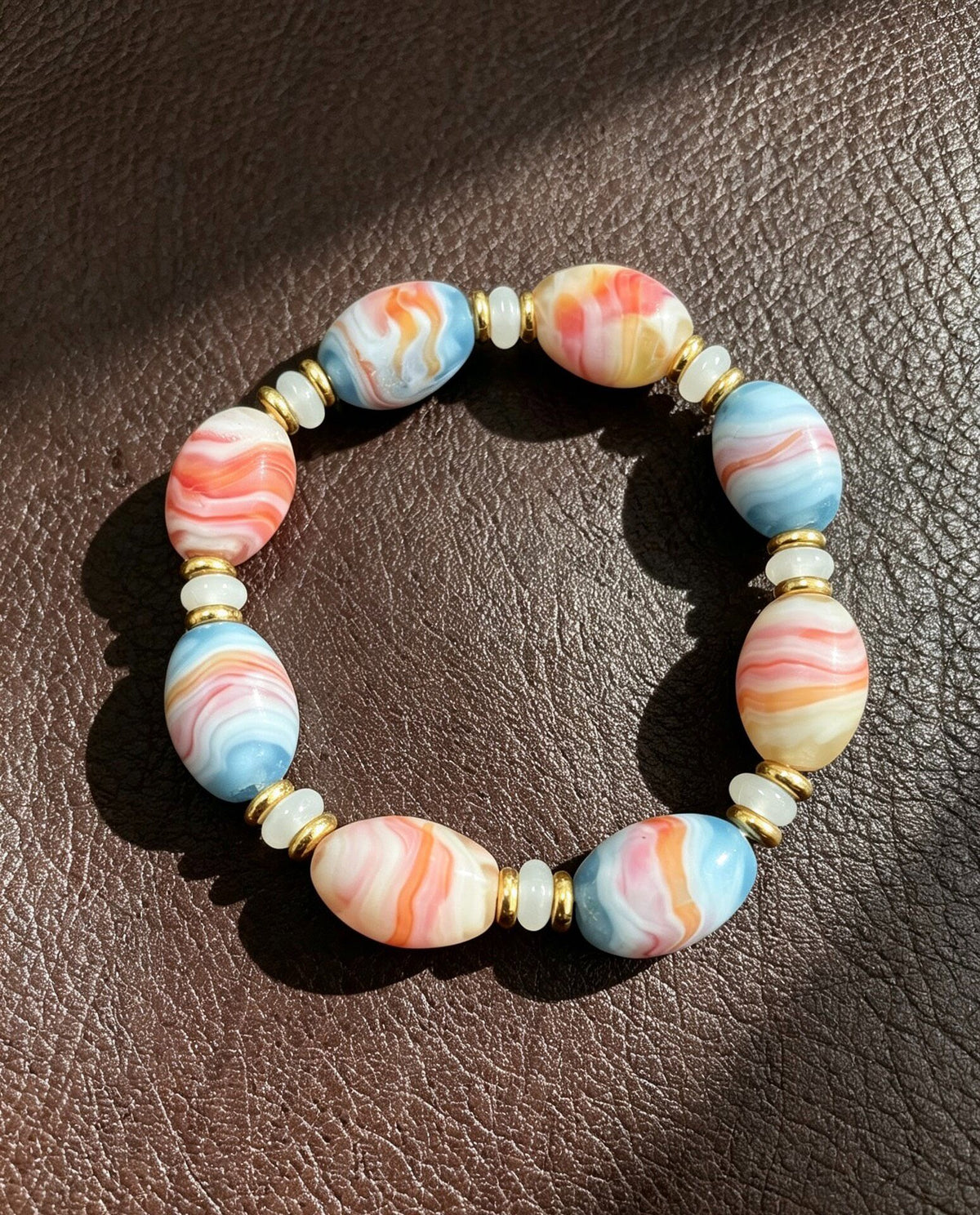 Handmade Italian Glass Oval Bead Bracelet