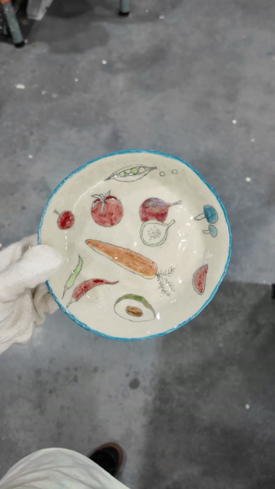 Handcrafted Ceramic Fruit Plate with Hand-Painted Produce