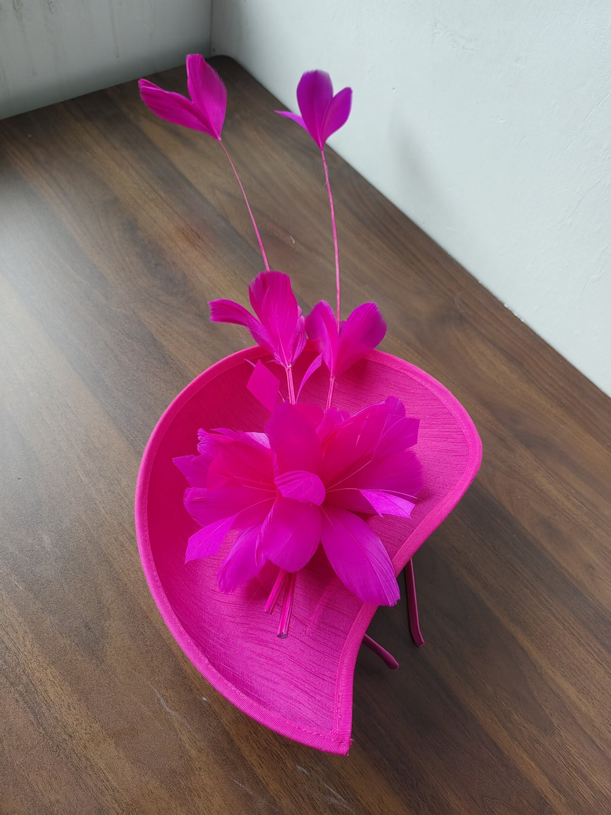 Magenta Feathered Fascinator Hat for Formal Events